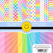Sunny Studio Spring Sunburst Rainbow Polka-dot & Striped 6x6 Patterned Paper Pack with 24 double-sided sheets of 65 lb. Cardstock