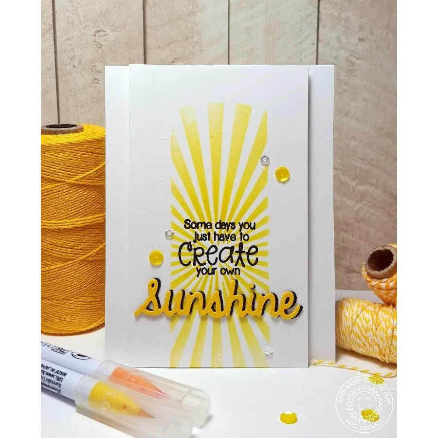 Sunny Studio Stamps Some Days You Just Have To Create Your Own Sunshine Yellow Sun Ray Card (using Sunshine Word Metal Cutting Die)