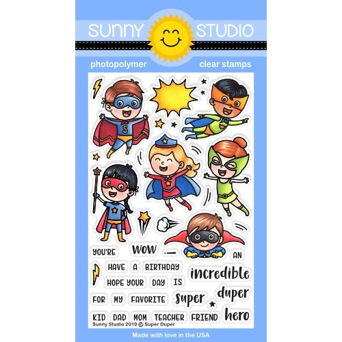 Sunny Studio Stamps Super Duper Superhero 4x6 Photopolymer Clear Stamp Set