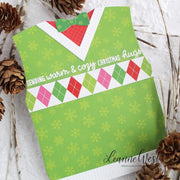 Sunny Studio Stamps Green Argyle Sweater Vest Christmas Card with Bow Tie by Leanne West (using metal cutting dies)