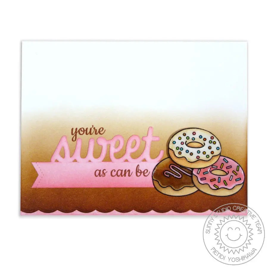 Sunny Studio Stamps You're Sweet As Can Be Glazed Donuts with Sprinkles Birthday Card using Sweet Word Metal Cutting Dies
