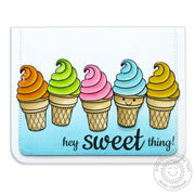 Sunny Studio Stamps Sweet Shoppe Hey Sweet Thing Rainbow Ice Cream Cone Card