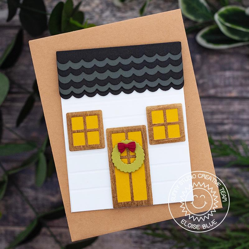 Sunny Studio Stamps Holiday Christmas House Handmade Card (using Sweet Treats House Add-on die)