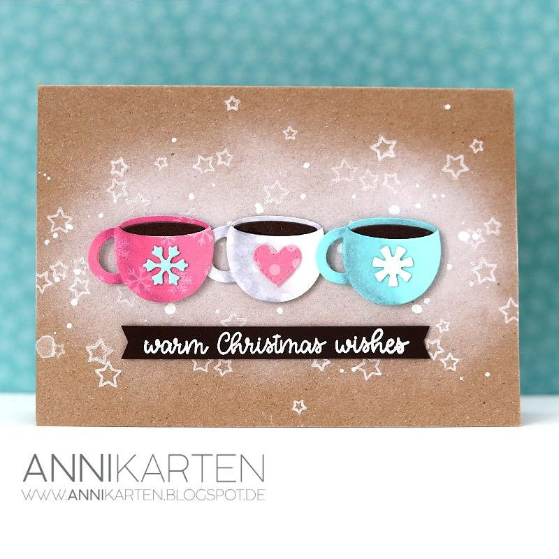 Sunny Studio Stamps Warm Christmas Wishes Coffee & Hot Cocoa Holiday Card with Kraft Background (using Warm & Cozy Dies)