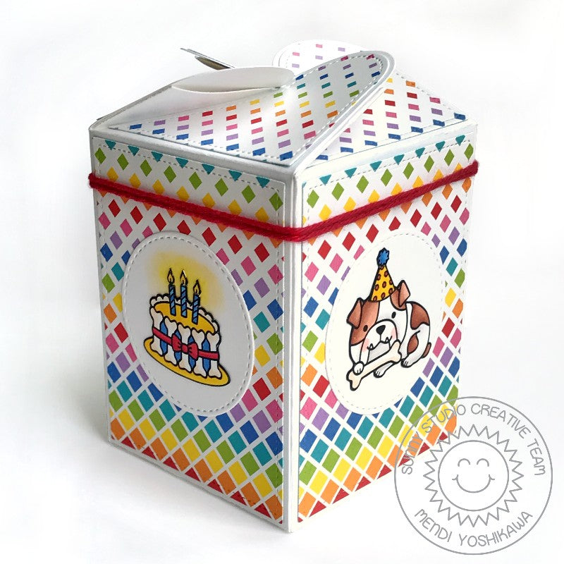 Sunny Studio Stamps Party Pups Birthday Gift Box using Wrap Around Box Dies
