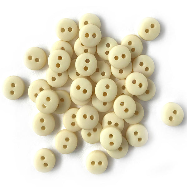 Sunny Studio Stamps: Buttons Galore Linen Tiny 1/4" Mini Matte Buttons 35 count Cream Ivory Embellishments