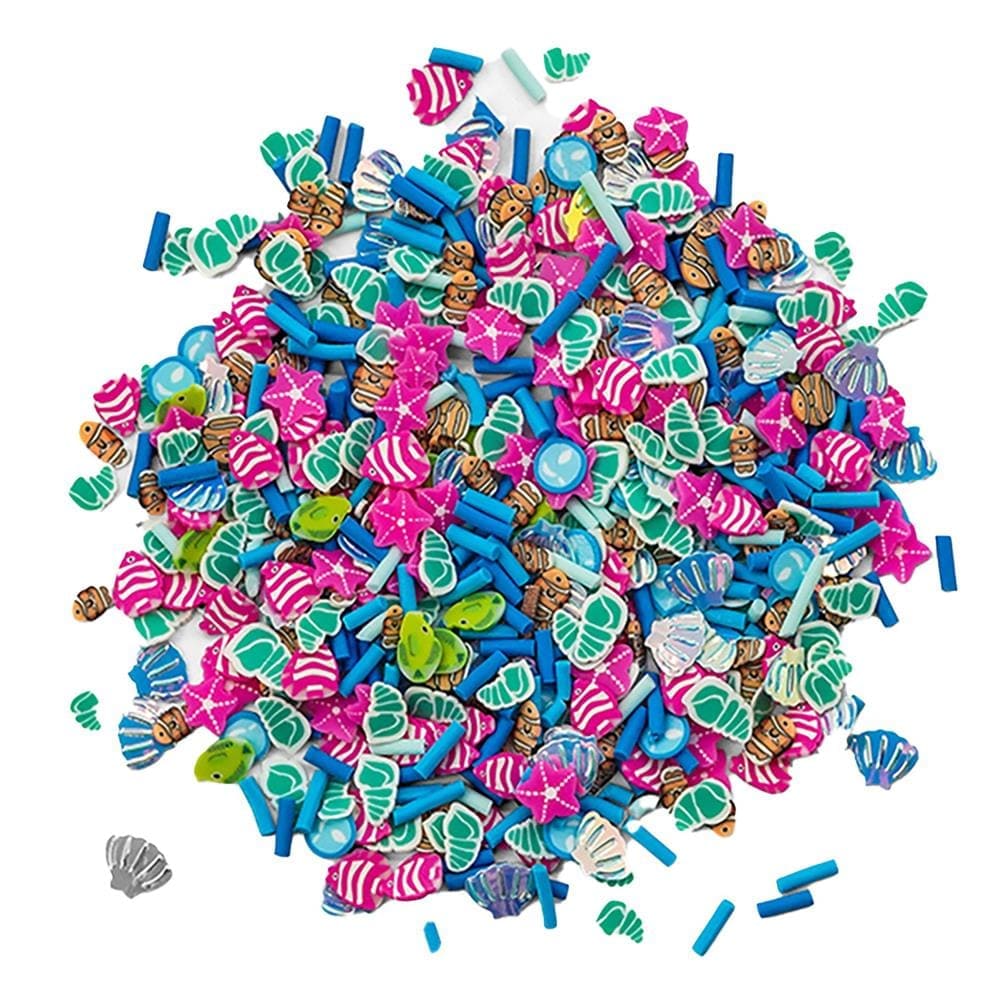 Buttons Galore Ocean Life Sprinkletz Seashell & Tropical Fish Clay Confetti Embellishments For Paper Crafts & Shaker Cards
