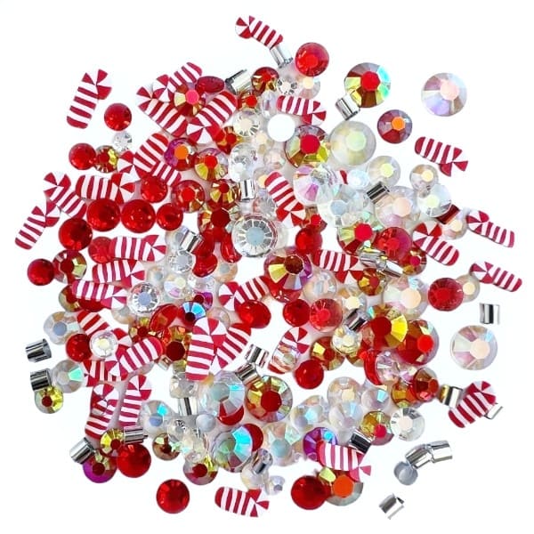 Buttons Galore Sweet Twists Sparkletz Candy Cane Confetti & Crystals Embellishment Mix for Holiday Christmas Cards