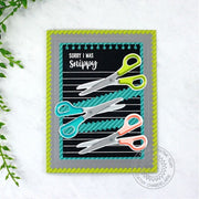 Sunny Studio Sorry I Was Snippy Punny Zig Zag Scissors Card (using A Cut Above 4x6 Clear Layering Stamps)