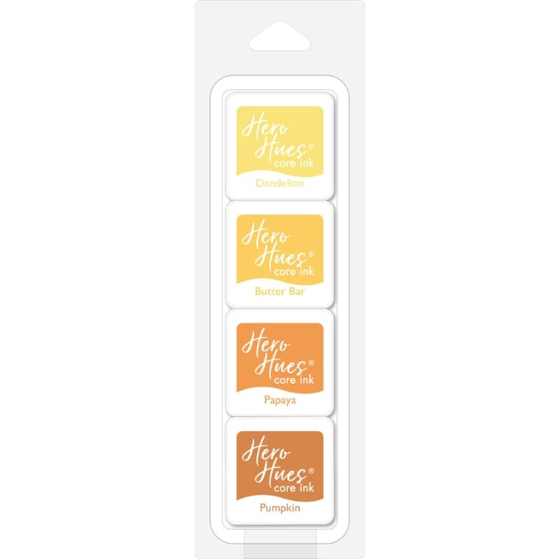 Shop Sunny Studio Stamps: Hero Arts Oranges Core Dye Ink Cubes featuring Dandelion, Butter Bar, Papaya, and Pumpkin AF508