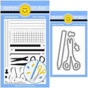 Sunny Studio A Cut Above Layered Layering Scissors, Colored Pencils & Pushpin School Clear Stamps & Metal Cutting Craft Dies