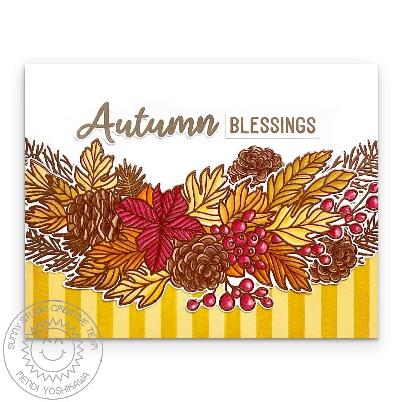 Sunny Studio Stamps Autumn Garland Fall Leaves Card