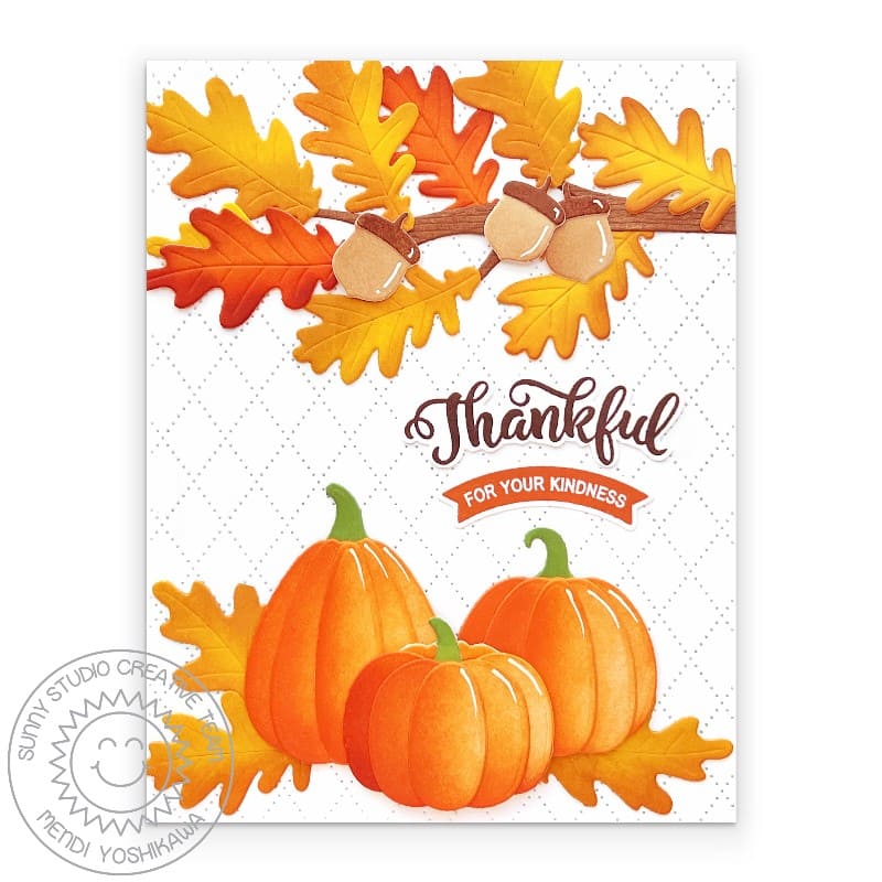 Sunny Studio Stamps Thankful for your Kindness Autumn Greenery & Pumpkin Patch Fall Card