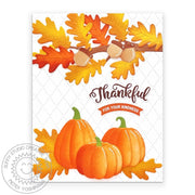 Sunny Studio Stamps Thankful for your Kindness Fall Leaves & Pumpkins Autumn Card using Pumpkin Patch Metal Cutting Craft Die