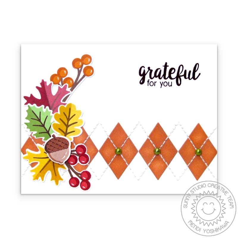 Sunny Studio Stamps Basic Mini Shape Dies Diamond Argyle Fall Card
