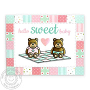 Sunny Studio Stamps Basic Mini Shape Dies Baby Card with Partchwork Square border