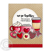 Sunny Studio We Go Together Like Hot Cocoa & Marshmallows Valentine's Day Cookie Card using Baked With Love Clear Craft Stamp