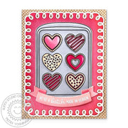 Sunny Studio We're a Batch Made In Heaven Heart Cookies Valentine's Day Card using Baked With Love 4x6 Clear Craft Stamps