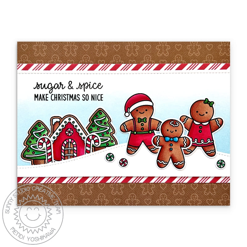 Sunny Studio Sugar & Spice Make Christmas So Nice Gingerbread Holiday Card (using Baking Spirits Bright 4x6 Clear Stamps)