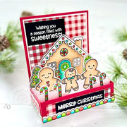Sunny Studio Season Filled with Sweetness Gingerbread House Pop-up Box Holiday Christmas Card using Jolly Gingerbread Stamps