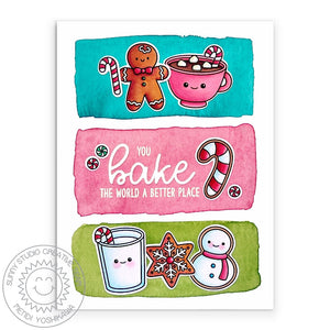 Sunny Studio Stamps You Bake The World A Better Place Punny Holiday Cookies Christmas Card using Loopy Letters Cutting Dies