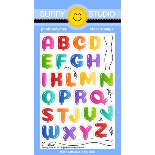 Sunny Studio Balloon Alphabet 4x6 Clear Photopolymer Stamps for Stamping, Cardmaking, Scrapbooking, & Paper Crafts