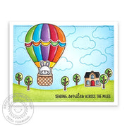 Sunny Studio Sending Smiles Across the Miles Rainbow Hot Air Balloon Summer Card using Balloon Rides 4x6 Clear Craft Stamps