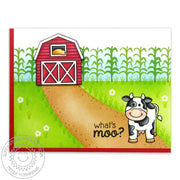 Sunny Studio What's Moo? Punny Cow Farm-Themed Thinking of You Handmade Card Barnyard Buddies 4x6 Clear Craft Stamps