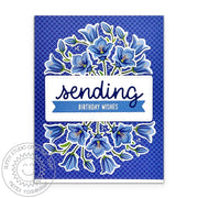 Sunny Studio Sending Birthday Wishes Blue Floral Flowers Handmade Card using Beautiful Bluebells 4x6 Clear Layering Stamps