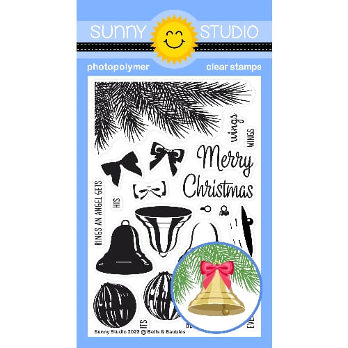 Sunny Studio Stamps Bells & Baubles Holiday Ornaments 4x6 Clear Photopolymer Layering Stamp Set SSCL-361