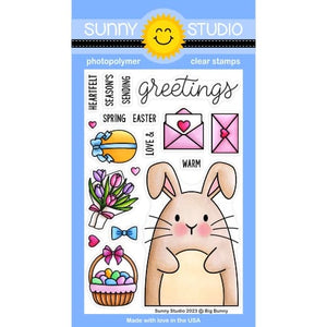 Sunny Studio Big Bunny Easter & Valentine's Day Spring Rabbit 4x6 Clear Photopolymer Stamps SSCL-367