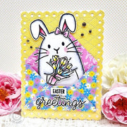 Sunny Studio Stamps Easter Bunny in Floral Envelope Yellow Scalloped Spring Card using Gift Card Envelope Metal Craft Dies