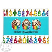 Sunny Studio Wishing You A Purrfect Birthday Cats in Cupcakes with Rainbow Candles Card using Birthday Cat Clear Craft Stamps