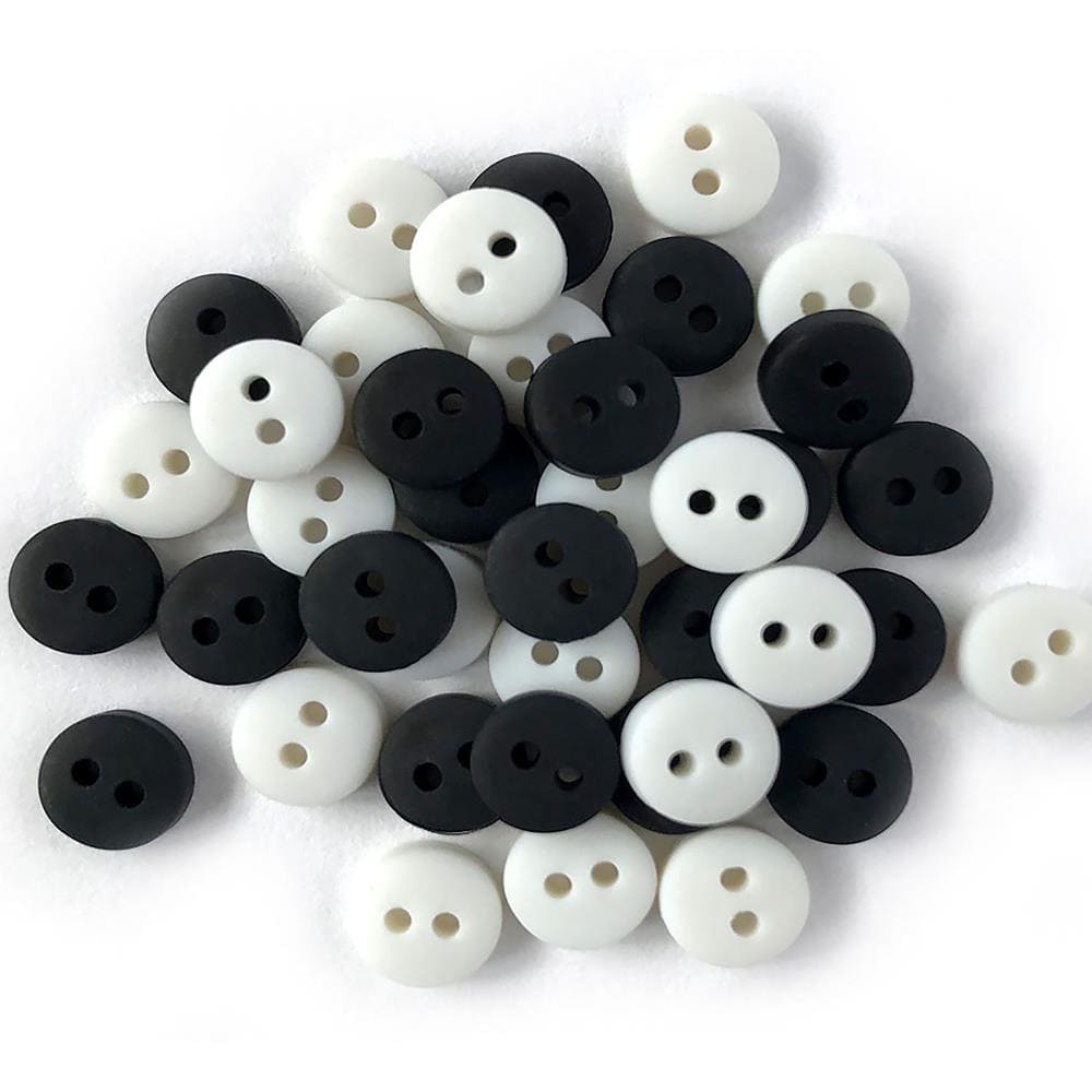 Buttons Galore 1/4"Mini Black & White Tiny Buttons Embellishments