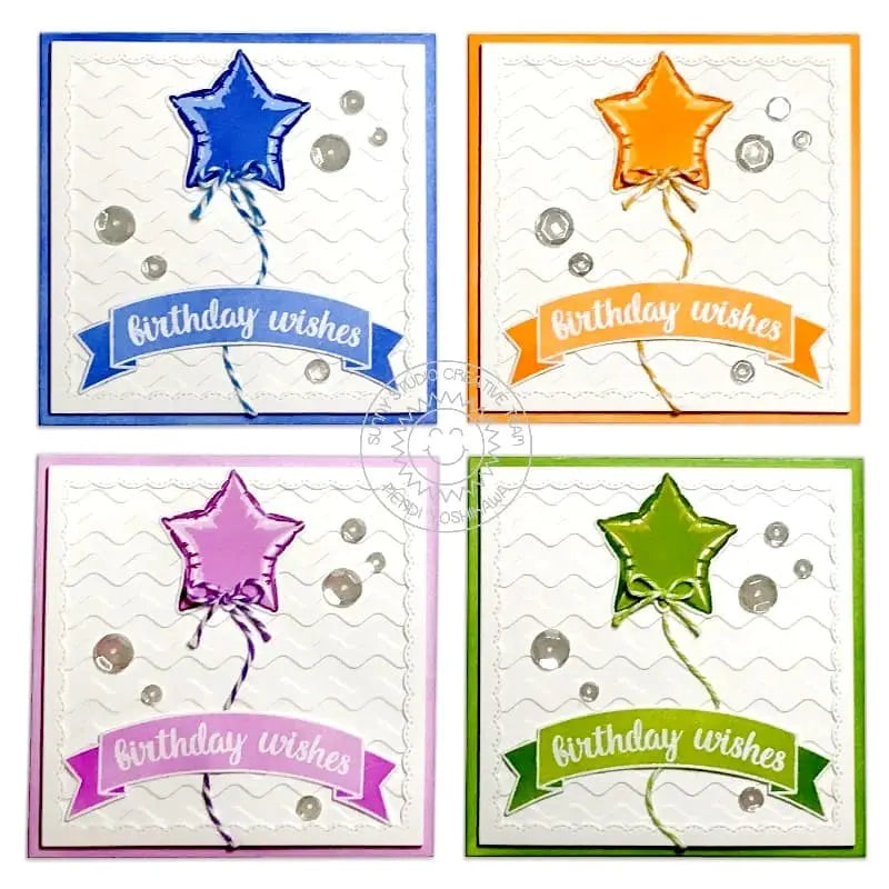 Sunny Studio Stamps: Bold Balloons Star Birthday Card Set by Mendi Yoshikawa