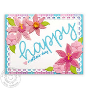 Sunny Studio Stamps Floral Lacey Scalloped Mother's Day Card (using Frilly Frames Lattice Metal Cutting Dies)