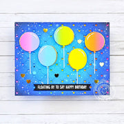 Sunny Studio Stamps Rainbow Balloons Happy Birthday Card (using Quilted Hearts Landscape Background Metal Cutting Dies)