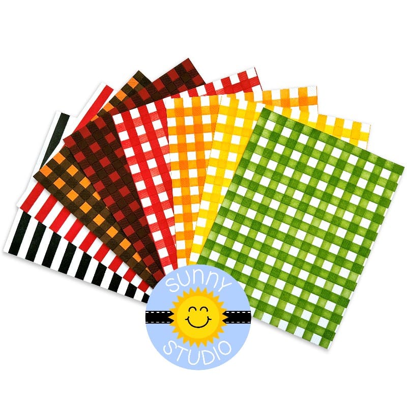 Sunny Studio Stamps Buffalo Plaid Straight A2 Craft Die Checked Background Backdrop Examples