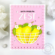 Sunny Studio Stamps You're the Zest Lemons in Strainer Scalloped Summer Card using Frilly Frames Polka-dot Cutting Craft Dies