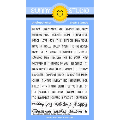 Sunny Studio Build-A-Greeting Holidays 4x6 Christmas Sentiments Clear Craft Stamps