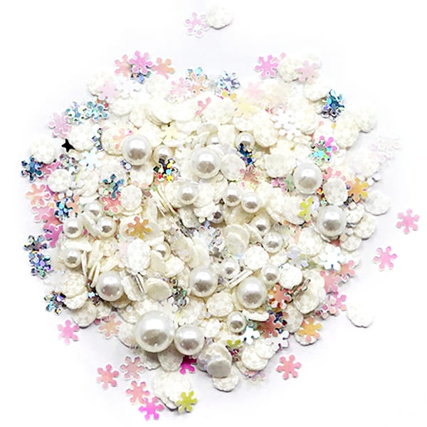 Shop Sunny Studio Stamps: Buttons Galore Snowfall Mix Upz  Winter Snowflake Polymer Clay & Pearls Embellishments