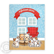 Sunny Studio I'm Furever Grateful Punny Kitty Cats in Box Living Room Home Thank You Card using Cat Antics Clear Craft Stamps