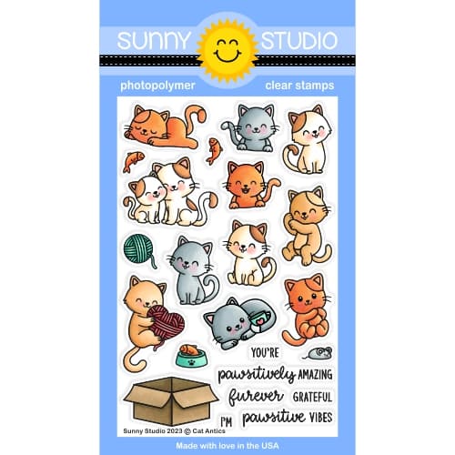 Sunny Studio Stamps Cat Antics Clear Photopolymer 4x6 Stamp Set for Stamping, Cardmaking, Scrapbooking, & Paper Crafts