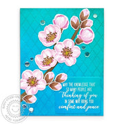 Sunny Studio Stamps Floral Cherry Blossoms Tree Branch Spring Sympathy Card using Out on a Limb Metal Cutting Craft Dies