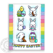 Sunny Studio Stamps Rainbow Striped Easter Bunny Card (using Dots & Stripes Pastels 6x6 Patterned Paper Pack)