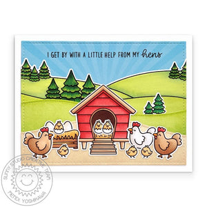 Sunny Studio I Get by with a Little Help from my Hens Punny Chicken Friendship Card using Clucky Chickens Clear Craft Stamps