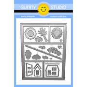 Sunny Studio Stamps Comic Strip Everyday A2 Colorblock House, Car, Tree, Clouds & Sunshine Metal Cutting Dies