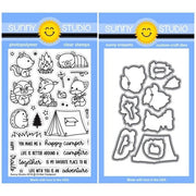 Sunny Studio Critter Campout Woodland Animal Creatures Camping 4x6 Clear Photopolymer Stamps & Metal Cutting Craft Dies
