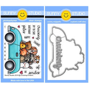 Sunny Studio Stamps Cruising Critters Retro Car with 8 Animals 3x4 Clear Photopolymer Stamp & Metal Cutting Craft Dies Set