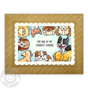 Sunny Studio Stamps: Party Pups "For My Favorite Human" Dog Peeking Around A Frame Card by Mendi Yoshikawa